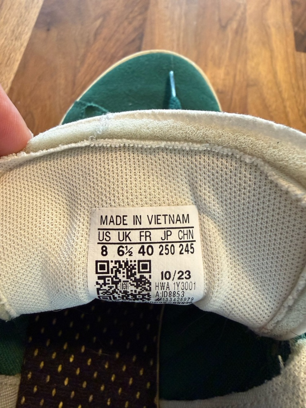 adidas Green and White Suede Athletic Sneakers - Picture 4 of 4